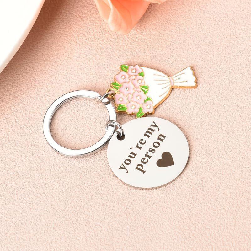 You My Person Stainless Steel Keychain Romantic Couple Design Fashion Keyring Practical Valentine's Day Gift for Wife