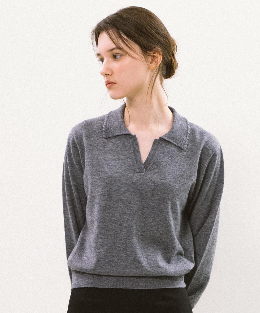 YUPPE Frill Collar Knit_Gray