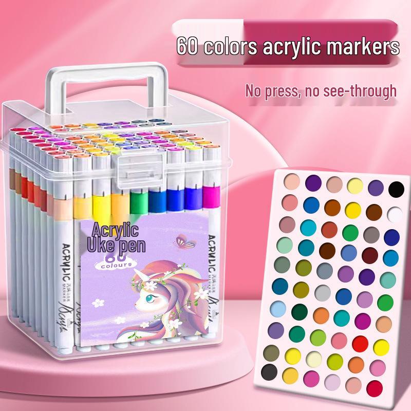 80-Color Acrylic Marker Set for Kids – Watercolor Brush Pens for Art & Graffiti