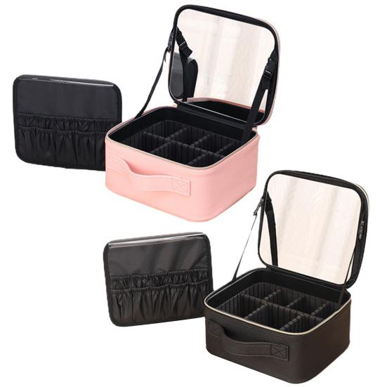 LED-Spiegel, großes Fassungsvermögen, mehrere Fächer, tragbare Reise-Make-up-Tasche, Künstler-Kosmetik-Organizer, Verwendung im Freien