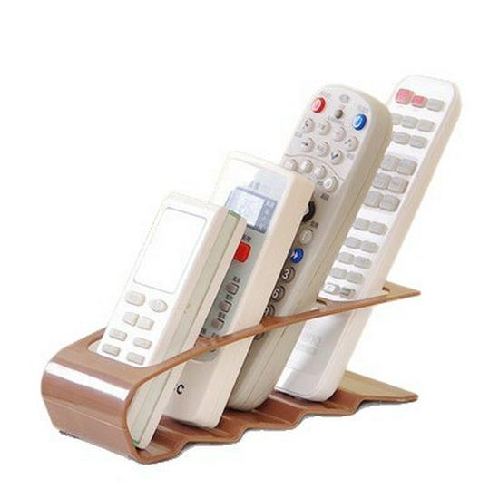 Korean 4-Grid Remote Control & Phone Organizer: Plastic Desktop Stationery Holder