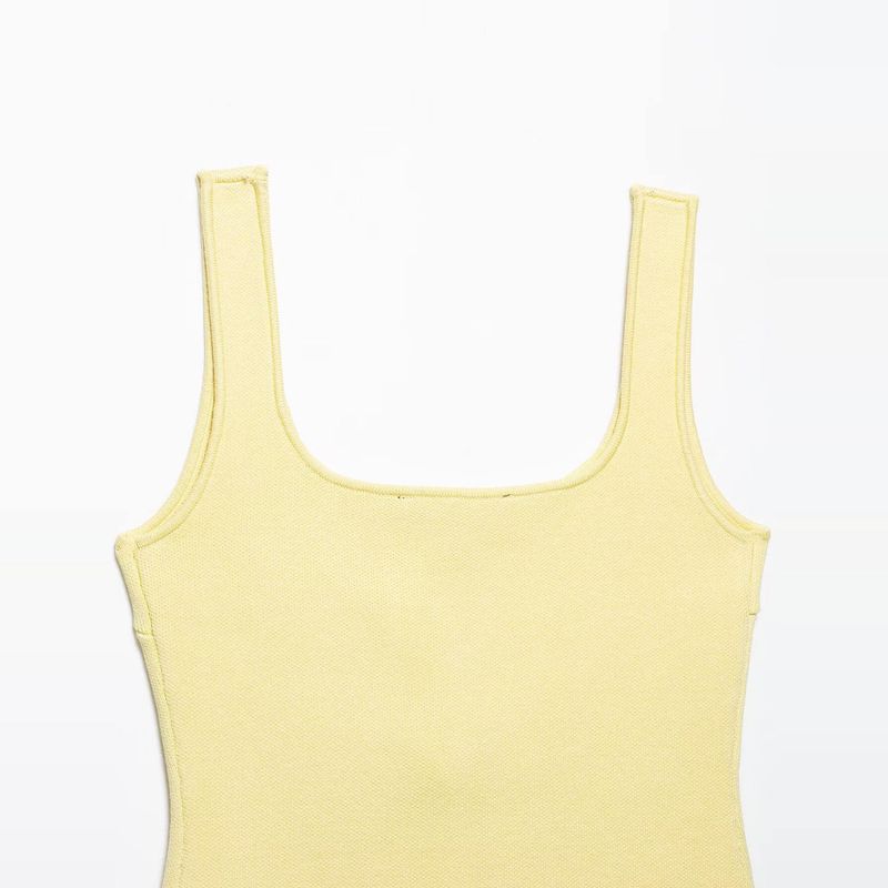 Kaslead New Arrival Women's Clothing Fashion Style Fashion Minimalist Plain Stitch Round Neck Shoulder Strap Tops 5536038