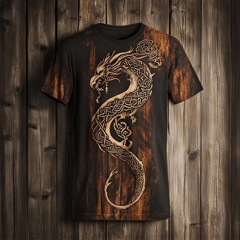 Vintage Men's Short-Sleeve T-Shirt Ethnic Print Casual Crew Neck T-Shirt Top Hip-Hop Street Style Outdoor Plus Size Tees Top Women Clothing