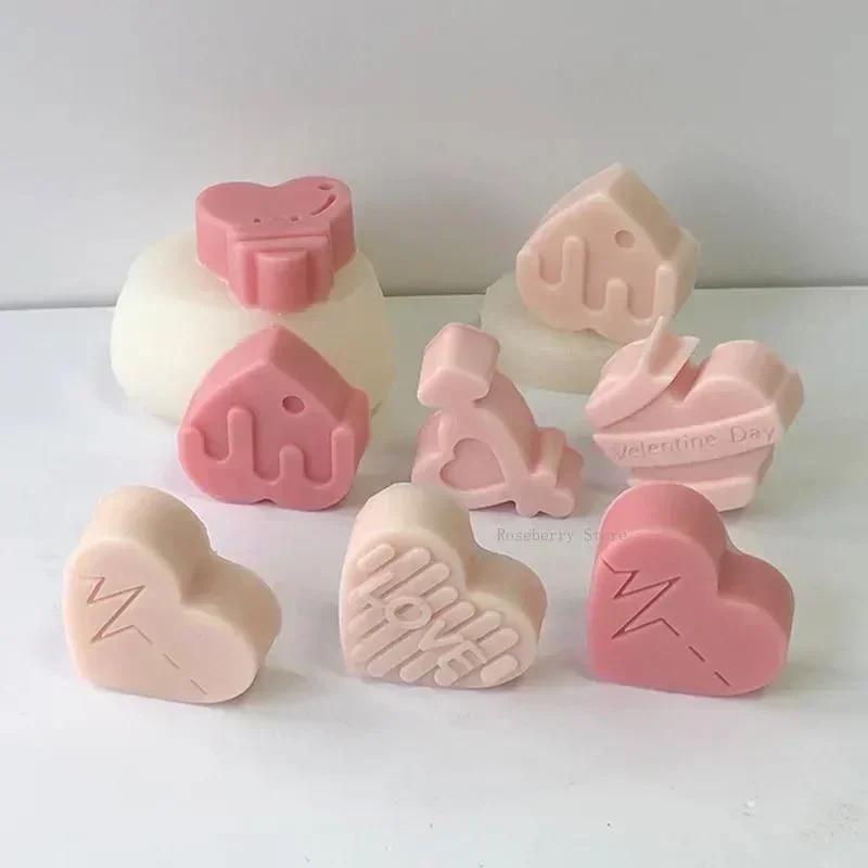 Pink Color Handmade Molds Creative 6-grid Multi Love Silicone Mold Romantic Valentine's Day DIY Chocolate Candy Molds Accessory