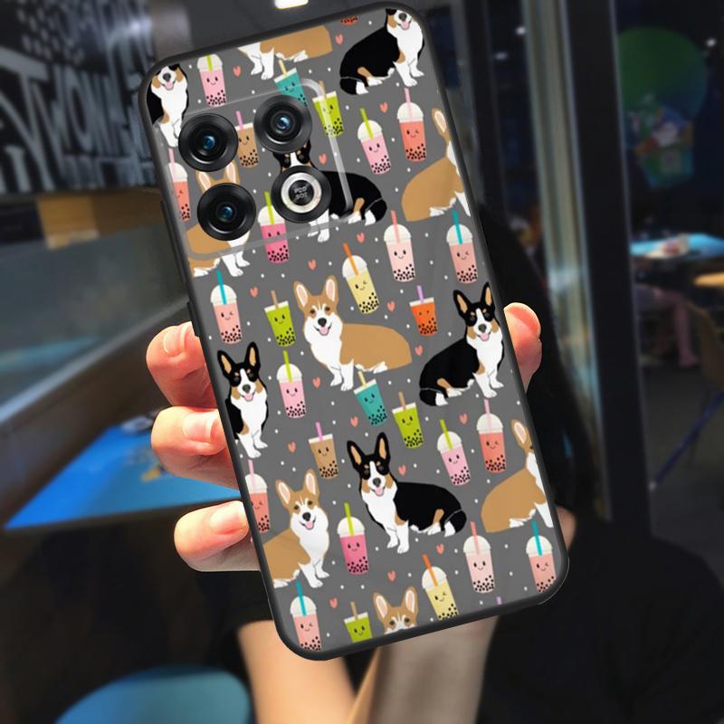 Corgi and Bubble Tea Funda For OnePlus 10T 8T 9RT 12 13 13R 11 9 10 Pro OnePlus Nord 4 CE 2 3 Lite N20 N30 Case