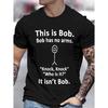 Men'S Retro Crew Neck T-shirt, "Bob Has No Arms" Humorous Print Pattern, Slight Stretch, Regular Cut, Summer Casual Sports Fashion T-shirt.