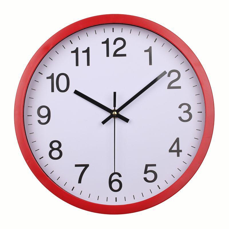 

12-дюймовые кварцевые бесшумные настенные часы, креативные простые домашние круглые часы для гостиной Red box number