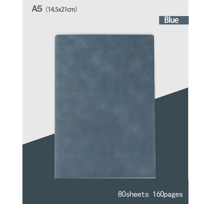 

Блокнот А5 10 цветов - Журнал на мягкой замшевой коже с 160 или 240 страницами, Элегантный блокнот для работы, учебы, подарок для писателей 80sheets 160pages синий