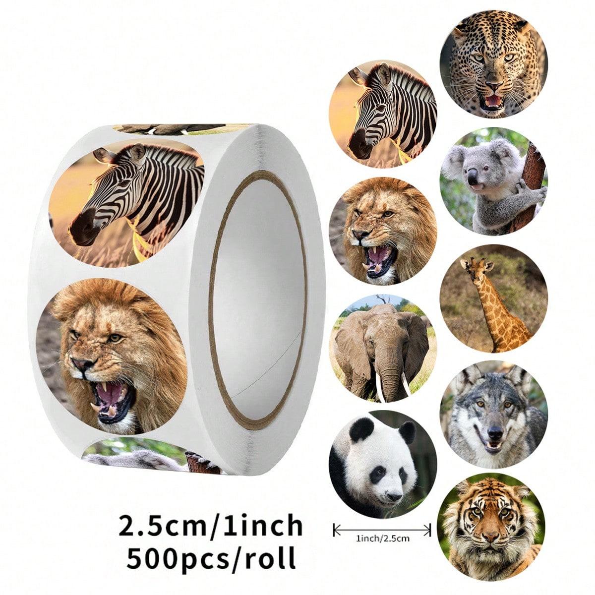 500 pieces of children s animal stickers - circular jungle birthday party gift decoration - for teachers and students  classroom rewards