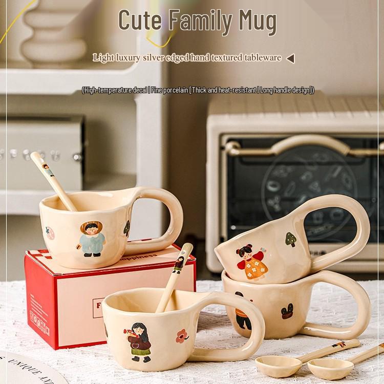 Ceramic Mug: Cute Couple & Family Breakfast Cup for Home or Office