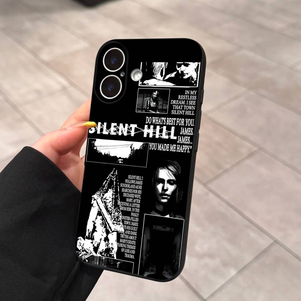 

Horror Games S-Silent H-Hill Phone Case For IPhone 17 16 15 14 13 12 11 Pro Max Plus Mini Silicone Black Cover iPhone 16 pro