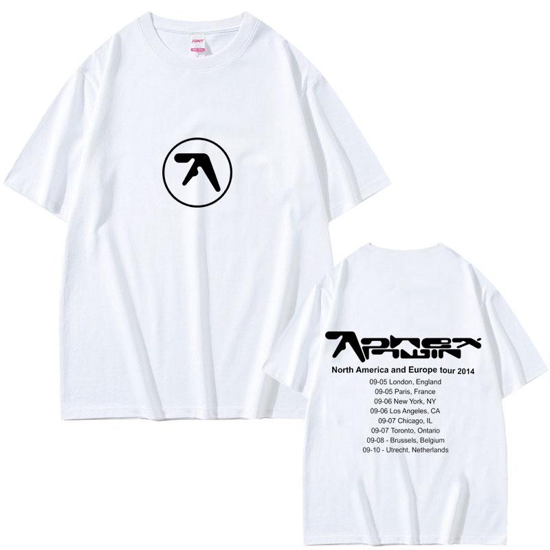 Camiseta Aphex Twin Tour 2014 Hombre Casual Algodón Vintage Camisetas Moda Hombre Manga Corta Oversize Streetwear