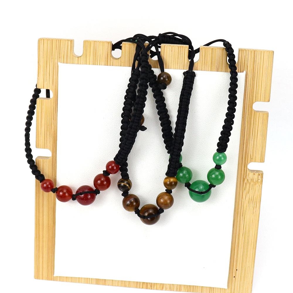 Hand-Woven Natural Crystal Bead Bracelet, Stone Beaded Bracelet, Green Dongling Agate Amethyst Bracelet B85.