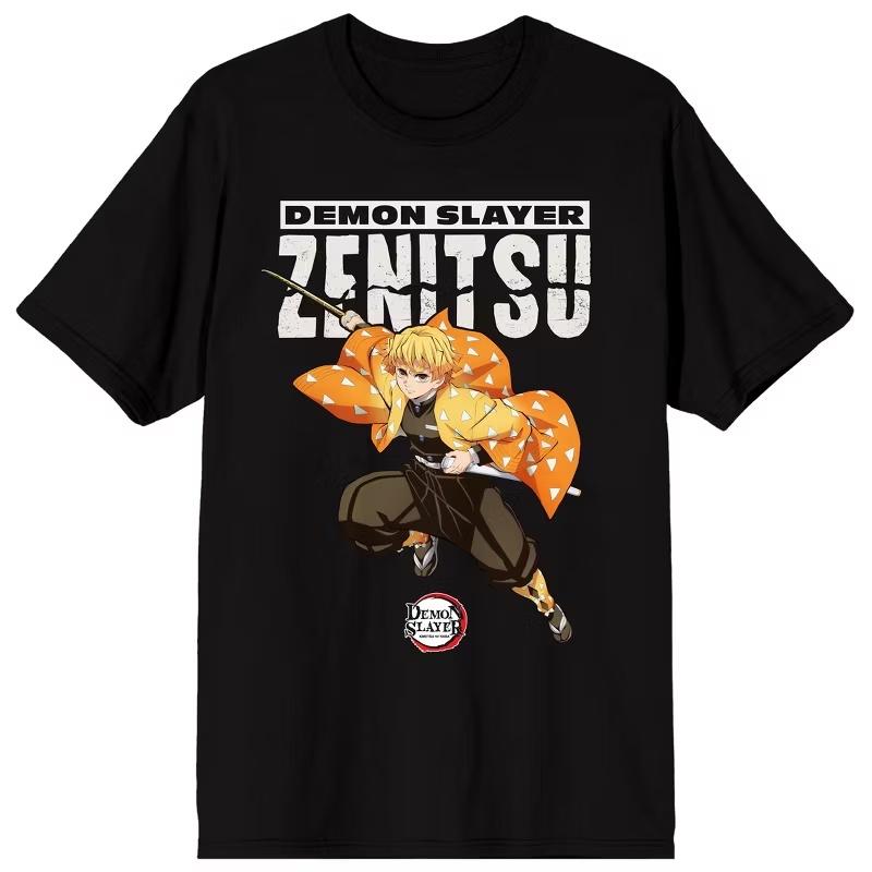 Demon Slayer Zenitsu Agatsuma Vintage Graphic TShirt Anime Thunder Breathing Cotton Tee for Men  Kids Casual Short Sleeve Top S