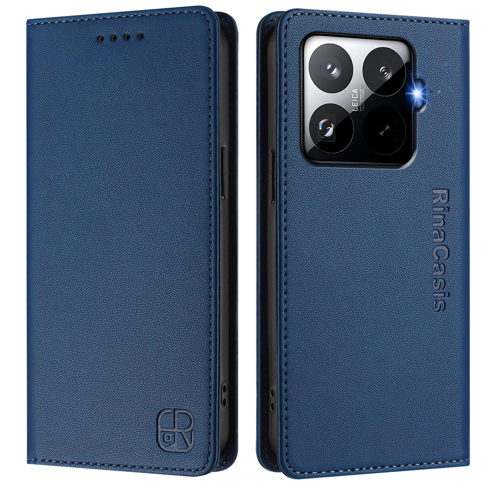 

Кожаный чехол для Xiaomi 15T Pro RINACASIS RC01 Чехол для телефона с RFID-блокировкой, кошельком и подставкой Dark Blue