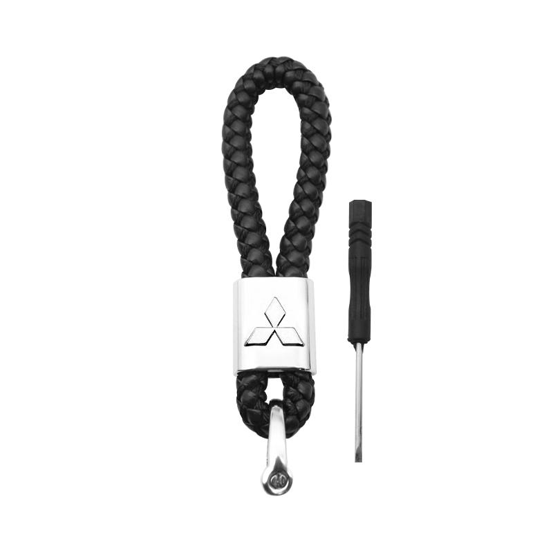 For Mitsubishi Lancer 9 10 Asx Outlander 3 Pajero L200 3D Metal+Leather Car KeyChain Key Ring Chain Auto Styling Accessories