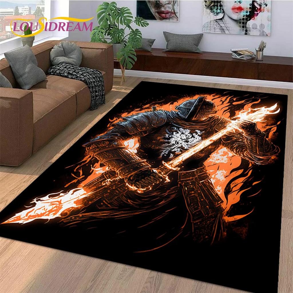 Knight Templar Cavalier Crusaders Cartoon Carpet Rug for Bedroom Living Room Home Sofa Decoration,Kid Game Large Decor Floor Mat