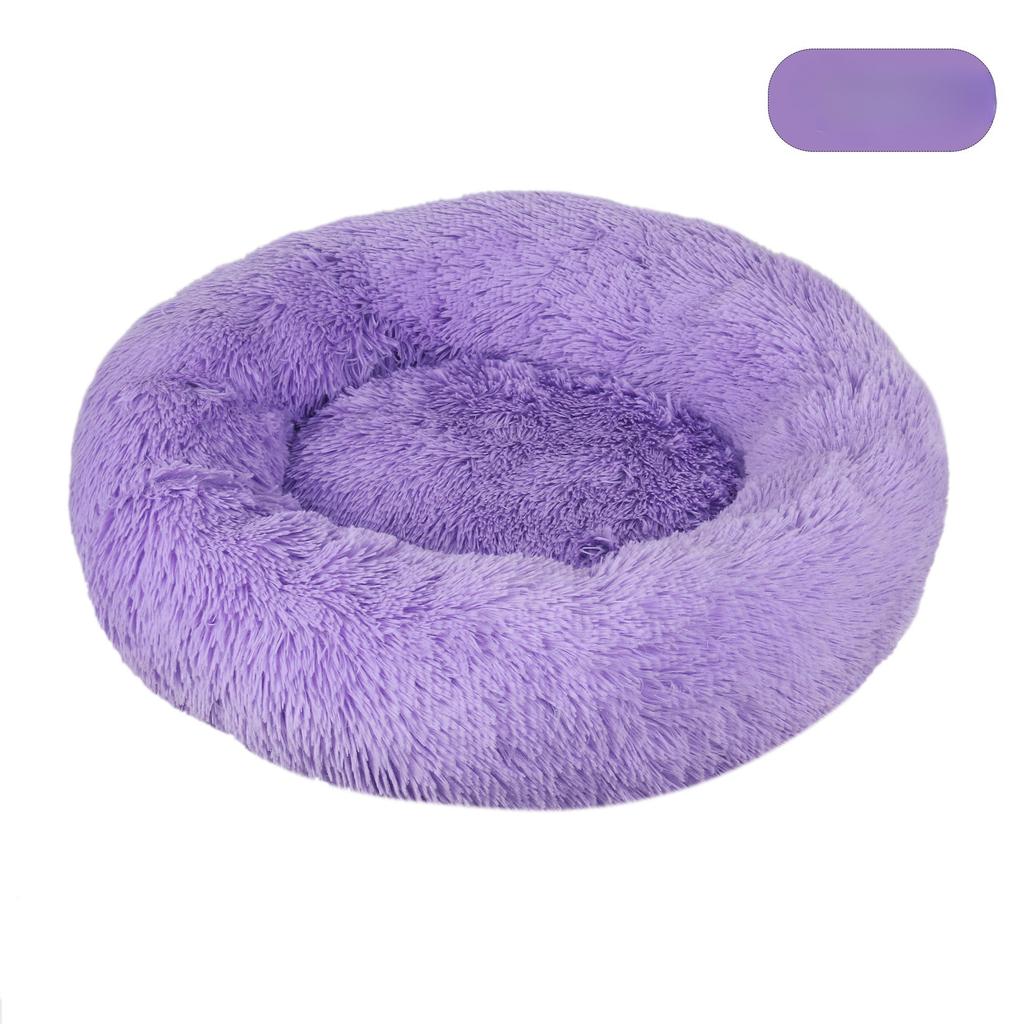 Washable Plush Round Dog Cat Bed Removable Cover Cozy Pet Mat for Deep Sleep Warm Pad