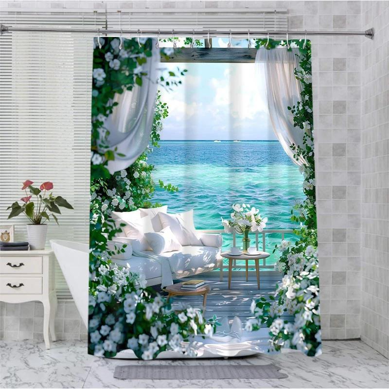 Tortoise Bathing Curtain Bathroom Shower Curtain Waterproof With 12 Hooks Home Deco