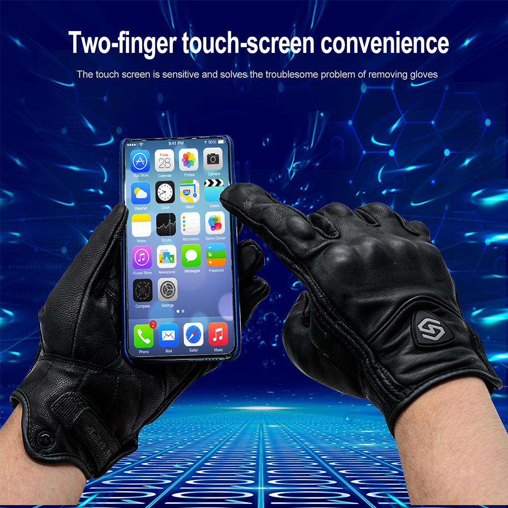 Motorcycle Touch Screen Gloves Full Finger Windproof Genuine Leather Off-road Racing Outdoor Protective Sports Riding Gloves