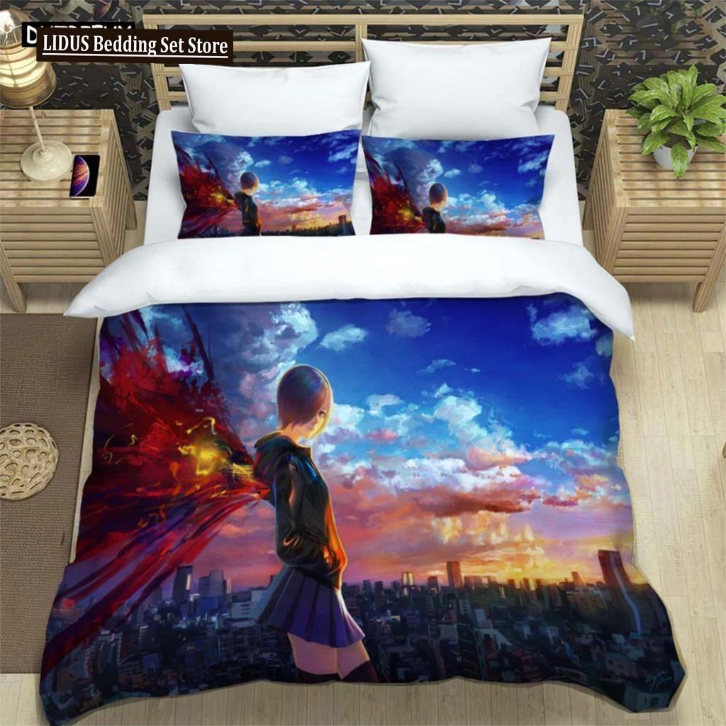 Japanese Fashion Anime Digital Printing Polyester Bedding Set For Boys And Girls, Youth Bedding Set, Couple Gift
