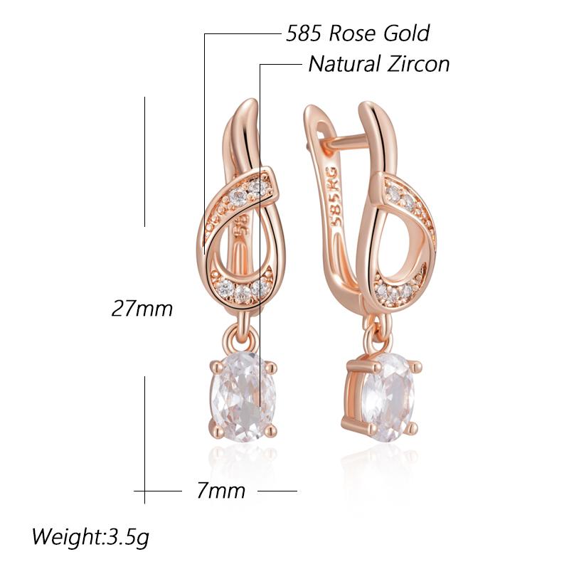Shiny Natural Zircon Flower Long Drop Earrings For Women Fashion  Rose Gold Color Ethnic Bridal Wedding Jewelry