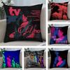 Band Music T-Tv-Girl Cushion Cover Soft Plush Fabric Double-Sided Printed Sofa Cushion Cover for All Seasons Home Decor Gift
