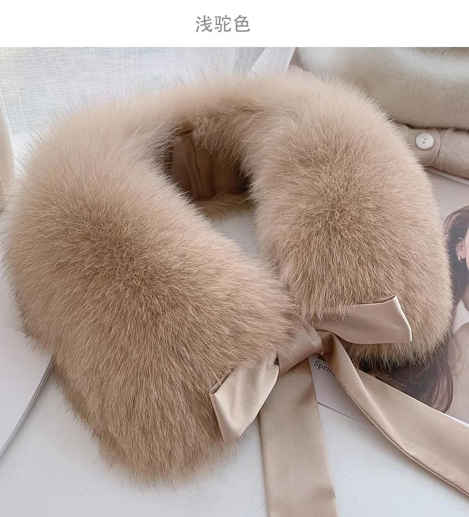 Fox Fur Collar Ladies Winter Furry Fur Collar Women Real Fox Fur Scarf Women Fox Fur Square Collar Short Scarf Shawl Winter