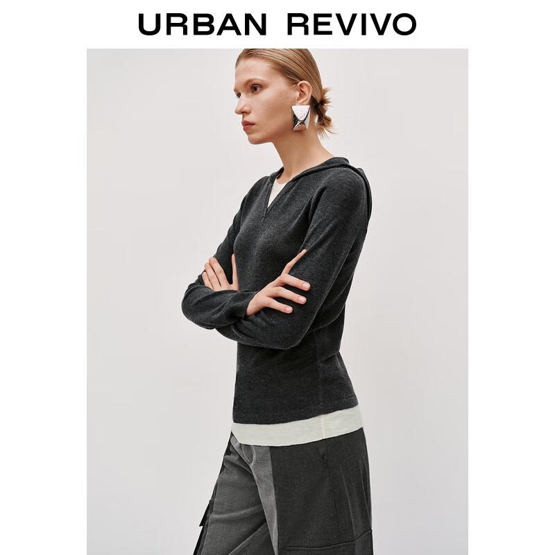 UR Women's Colorblock Faux Two-Piece Hooded Knit Sweater