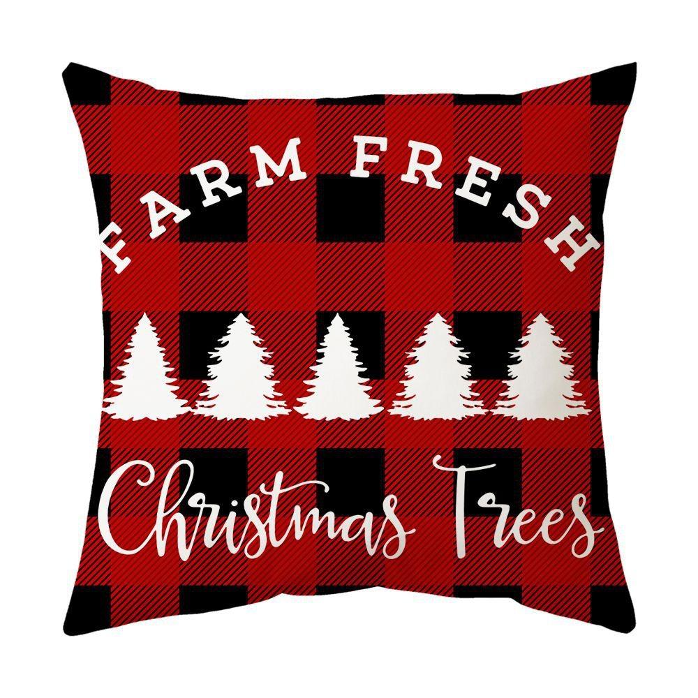 Christmas home decoration pillow cover Merry Christmas Snowman Christmas tree plaid printed cushion cover Sofa room decoration
