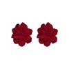 Elegant Red Velvet Flower Stud Earrings - High-End Autumn/Winter Ear Accessories for Women