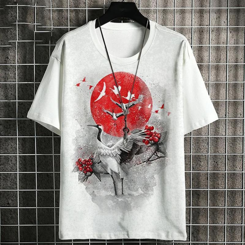 Ukiyo-E T-Shirt For Men Japanese Koi Carp Pattern Tshirts Casual Unisex Top Breathable Comfortable Summer New Oversized Clothing