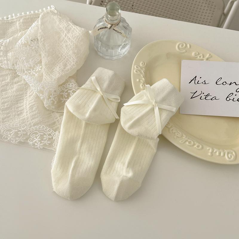 

Heel Bow Socks Women S Sweet And Cute Lolita Mid-Tube Socks Spring And Summer Cotton Socks Japanese Solid Color Women S Socks Tide One size fits all молоко, білий колір
