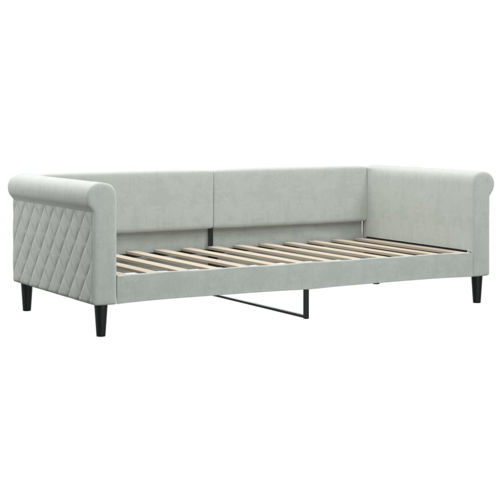Pull Out Daybed with Mattresses Light Grey 90x200 cm Velvet