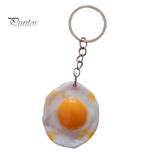 Fried Egg Keychain Simulated Men Women Unisex Portable Solid Resin DIY Craft Backpack Ornament Egg Sheet Ring Pendant Student Supplies