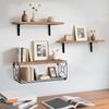 Wall Mounted Shelf Rustic Wooden Bathroom Wall Shelf with Metal Basket Over Toilet Floating Storage Organizer Rack for Home