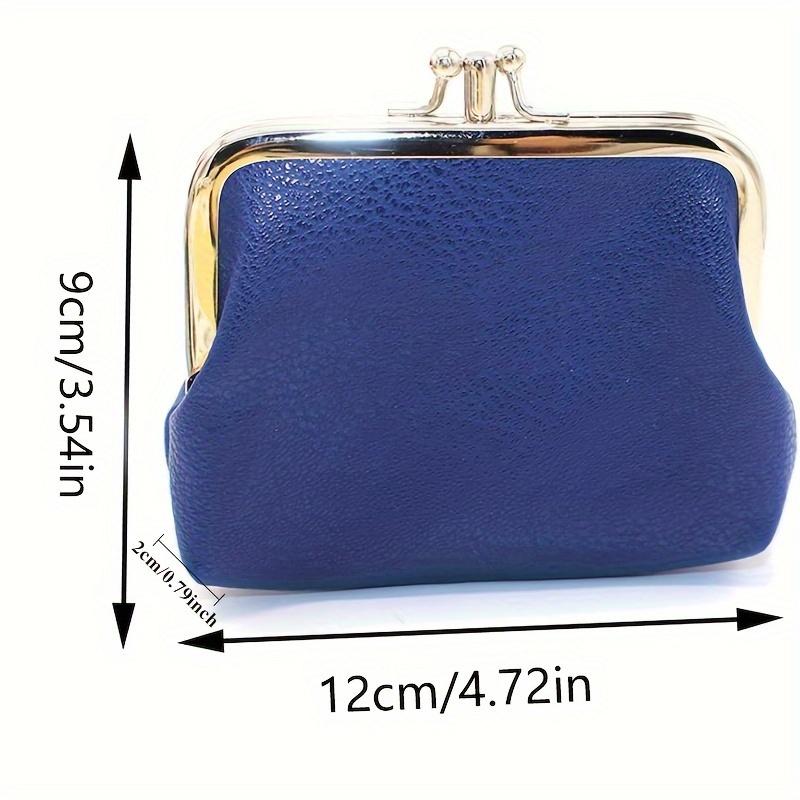 Cute Clip Lock Women's Coin Purse Retro Solid Color Bifold Kiss Lock Small Wallet Simple PU Leather Lipstick Portable Pocket Bag