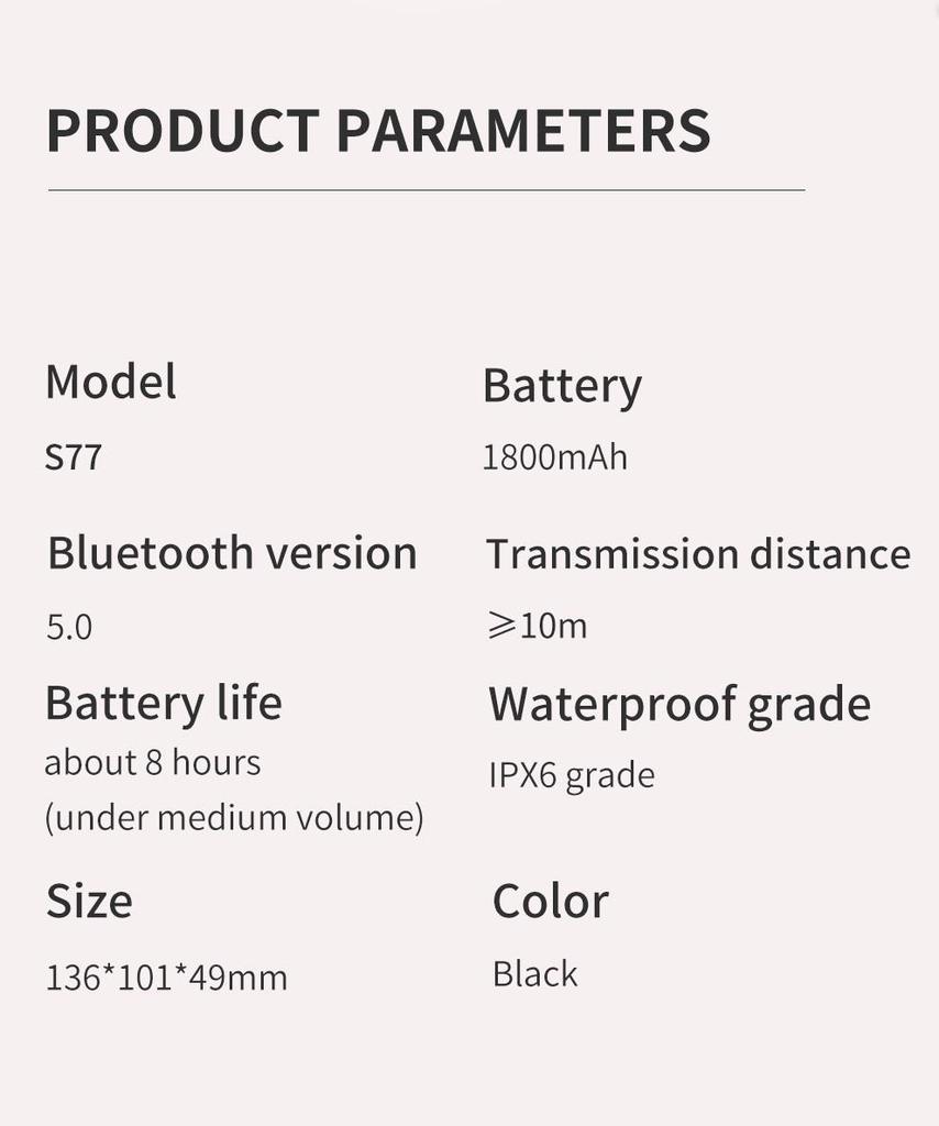 S77 Wireless Bluetooth Speaker Waterproof Sports Sound Box Outdoor Portable Subwoofer Outdoor Clear Stereo Music Surround