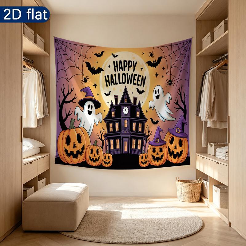 Party Backdrop Halloween Flat Banners Pumpkin Ghost Spooky Celebrations Wedding Enthusiasts Photo Booth Decor Front Door Decor