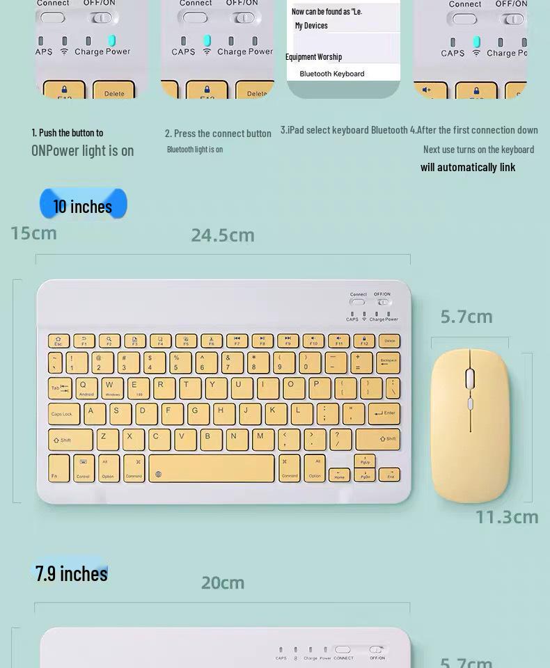 Wireless Bluetooth Keyboard and Mouse Set for Mobile Phones, Tablets, iPad, Apple, Huawei - Includes Taiwan Zhuyin and Traditional Cangjie Layouts.