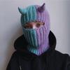 Y2K Style Crochet Halloween Party Cow Horn Parent-Child Ski Mask Hat