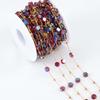 1M Stainless Steel Round Crystal Beaded Chains Gold Color Link Chain for DIY Boho Necklace Bracelet Chain Jewelry Making Materia