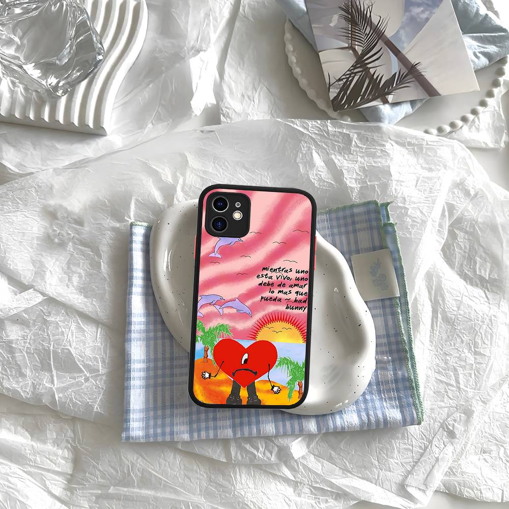 

Чехол для телефона B-Bad Bunny Art для IPhone 16e 16 15 14 13 12 11 Pro Max X XS Max Plus Матовый Прозрачный iphone 13 pro