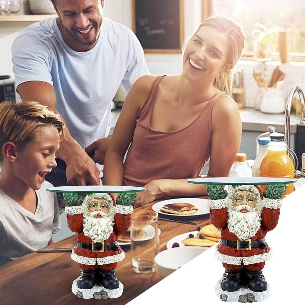 Funny Resin Santa Claus Snack Tray Rack Craft Waiter Design Dessert Divider Santa Claus Sculpture Christmas Party Decoration
