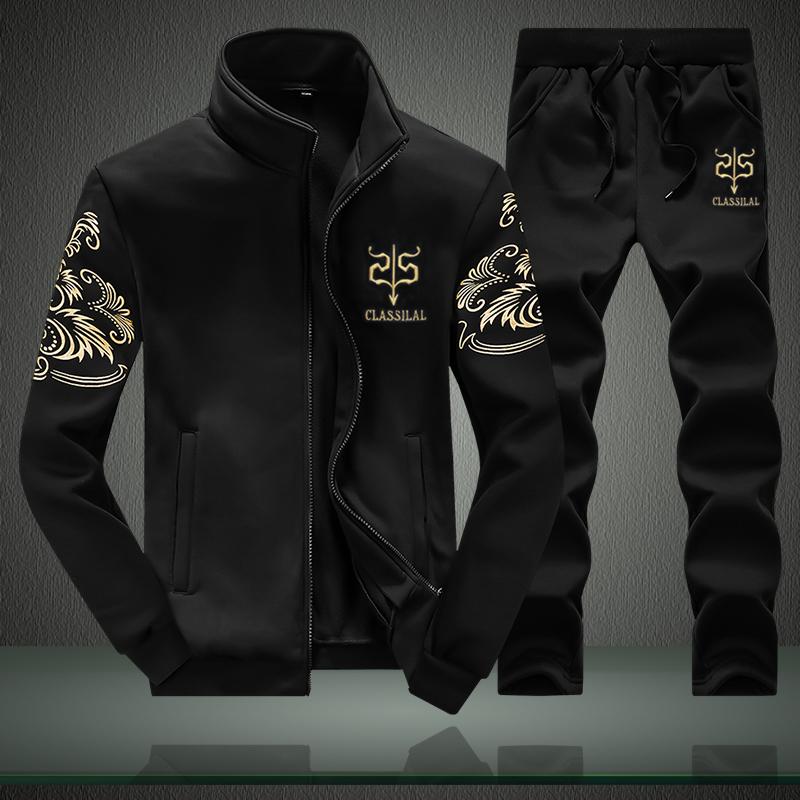 2025 Spring Autumn Men Casual Fleece Suits Men Track Suit Sweatshirt+Pants Sportswear Set Men Fashion Hooded Outerwear Suit Male