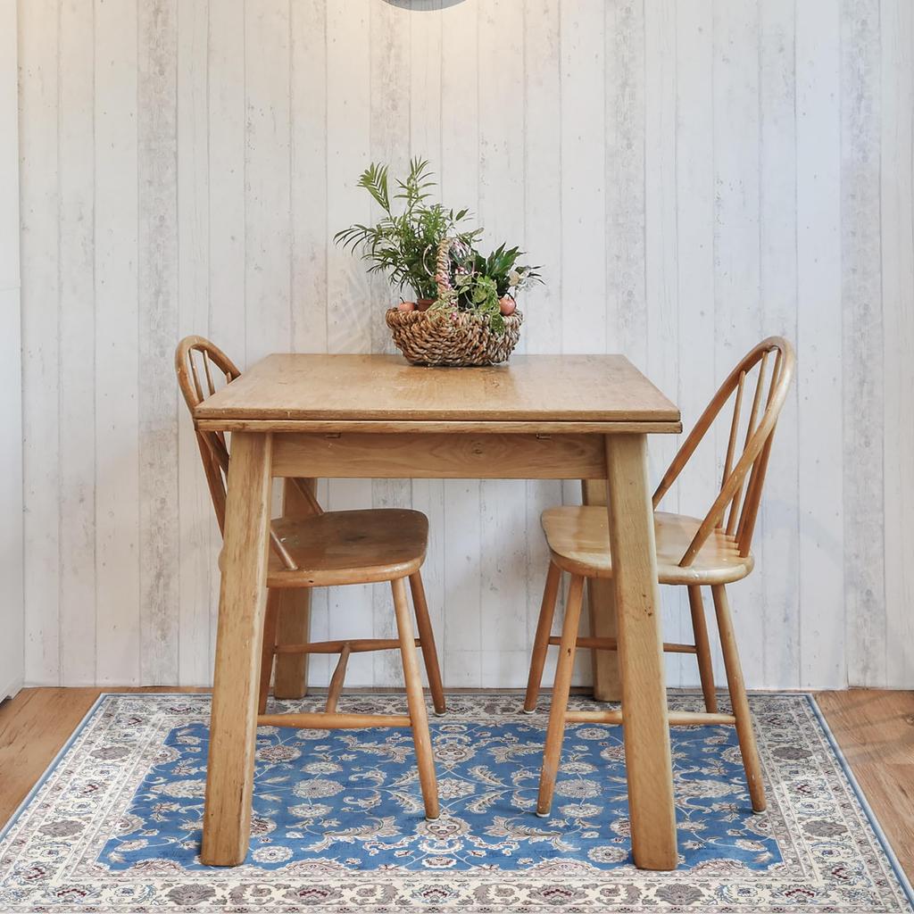 HAOCOO 1 Tatami Mat 1 Tatami Hot Carpet Chenille Floral Light Blue Persian-style Rug, 90x150cm, Approx. (approx. Mat), Stylish, Washable,