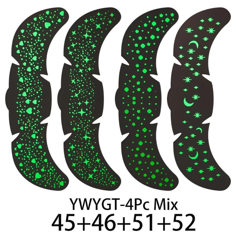 4 Sheets Luminous Freckle Tattoo Stickers Long Lasting Luminous Sparkle Star Heart Pattern Face Art Waterproof Tattoo Stickers