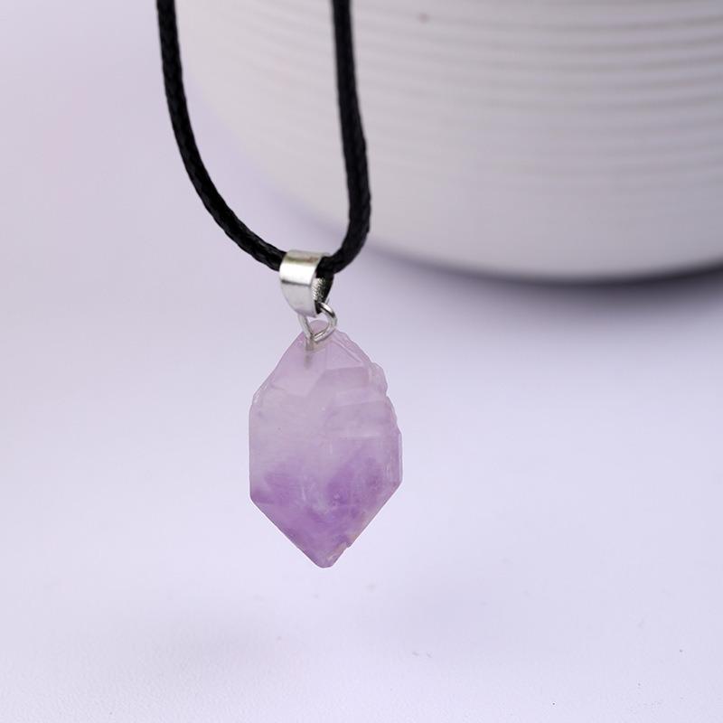Irregular Amethyst Healing Natural Gemstone Necklace Irregularity Crystal Silver Chain Necklace Charms Pendant Necklace