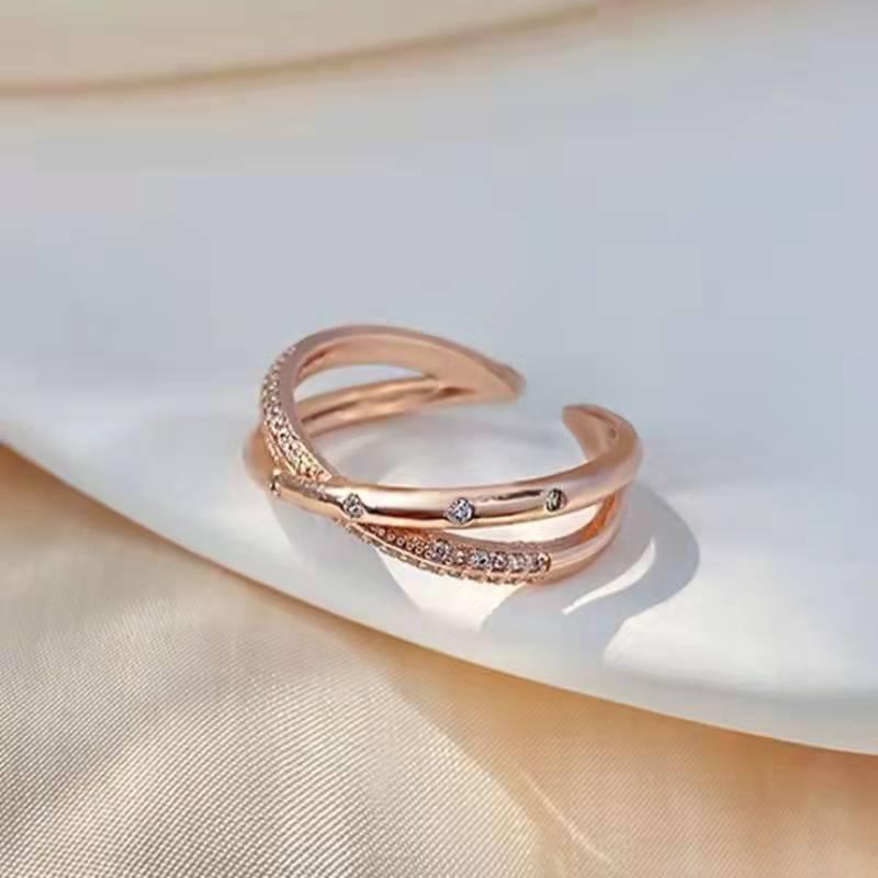 Women's Cross Zirconia Fashion Ring, Personalized Design, Cool Style, Adjustable Open Index Finger Accessory.