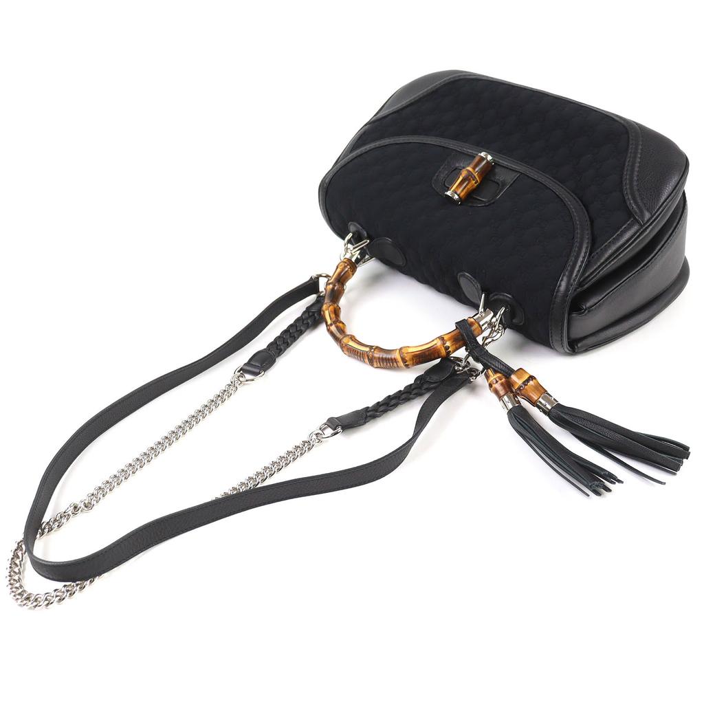 Excellent GUCCI Shoulder Bag Microsima New Bamboo 2-Way Handbag Chain 240241 Used